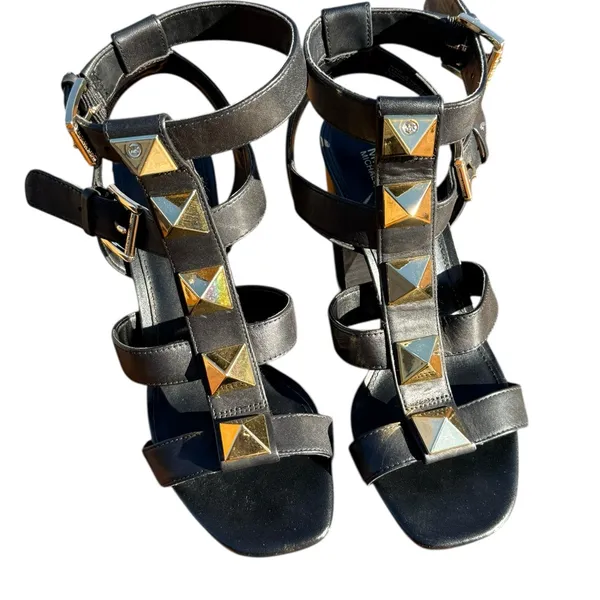 Michael Kors Wren Studded Leather Pyramid Block-heel Gladiator Sandals Sz‎ 5.5 - Image 8