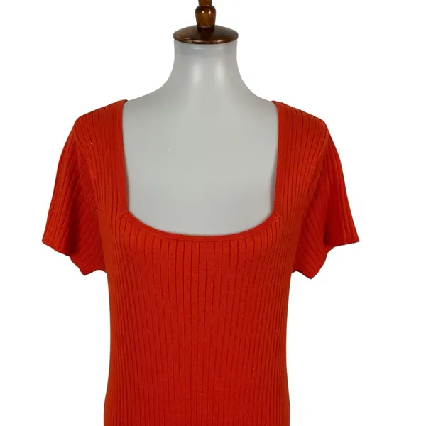 Madison Hudson Dress XL Orange Maxi Short Sleeve Knit Casual Resort - Image 3