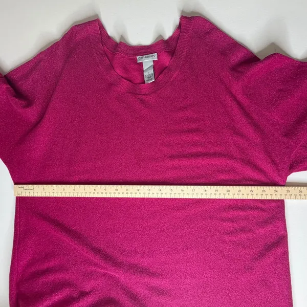 Catherines Pink Metallic Shimmer Knit Scoop Neck Sweater Size‎ 1X Stretch Comfy - Image 7