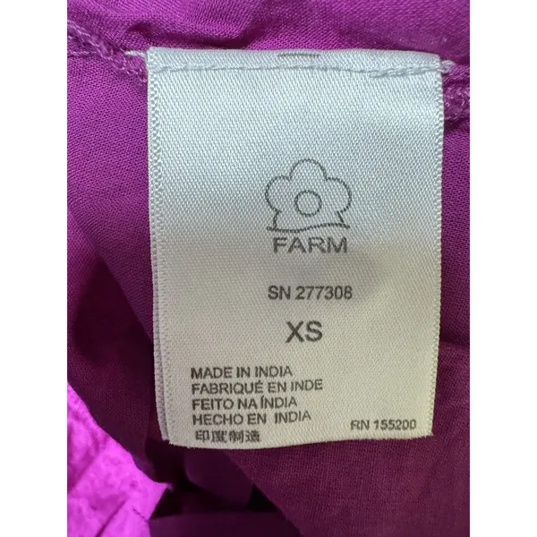 Farm Rio x Anthropologie Kelsie Peasant Blouse Magenta Purple Women's‎ Size XS - Image 8
