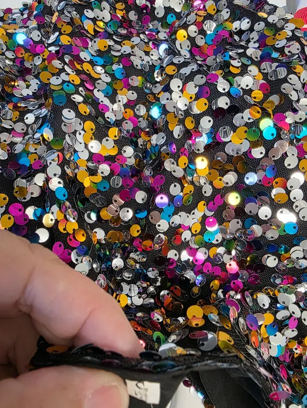Women Sequin Cropped Top Blouse Size Small Multi Colored Party Christmas Holiday - Image 4