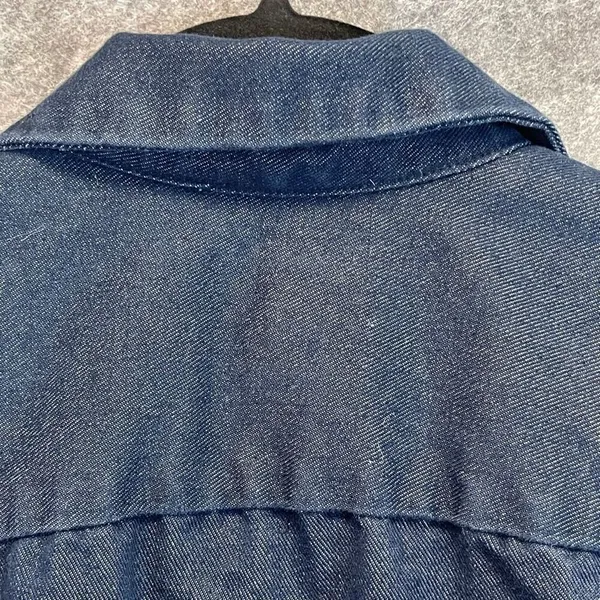 GAP‎ Jean Jacket Women's Small Indigo Denim Cotton Button Front Dark Wash Blue - Image 14