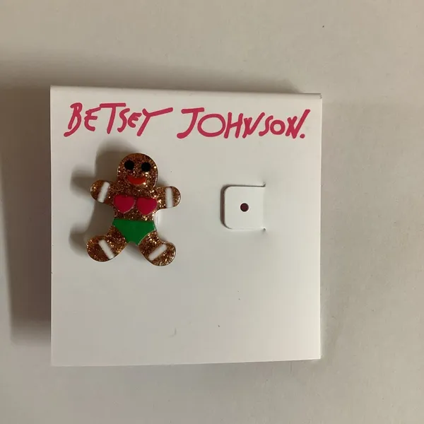 Betsey Johnson Holiday Glitter Beach Gingerbread Man 1 Single Earring As Shown. - Image 2