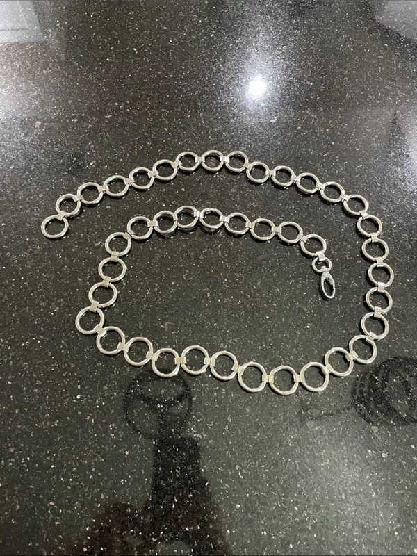 Silver Tone Metal Ring Chain Belt - Image 2