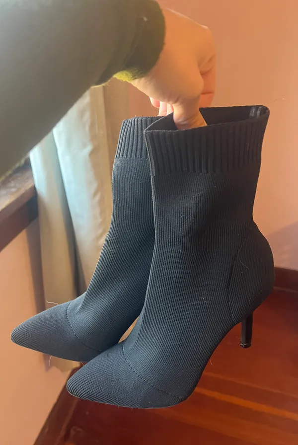 Sock Boot Heels Black Size 6 - Image 7