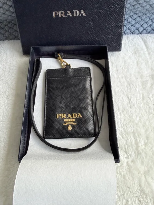 Prada Black Saffiano Leather ID Badge Holder - Image 2