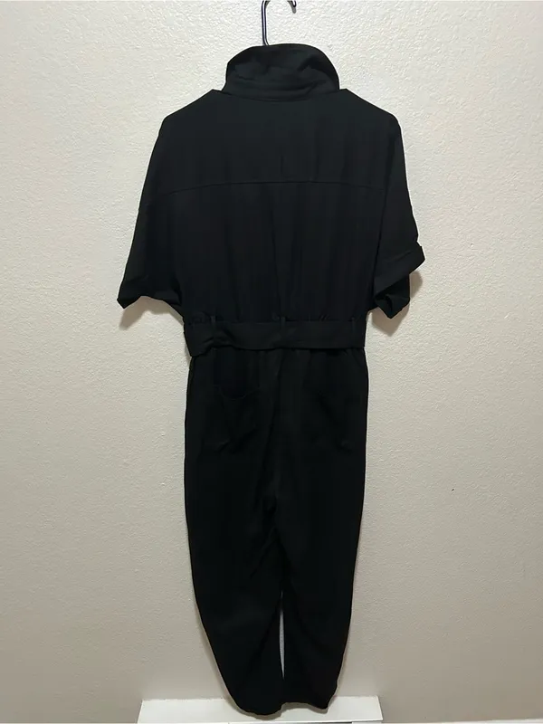 NWT Baltic Born Dallas Utility Jumpsuit Black Cotton Button Front Size Large - Image 7