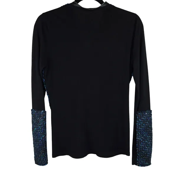 Elie Tahari Cardigan Sweater Womens S Tweed Zip Front Merino Wool Dark Academia - Image 2