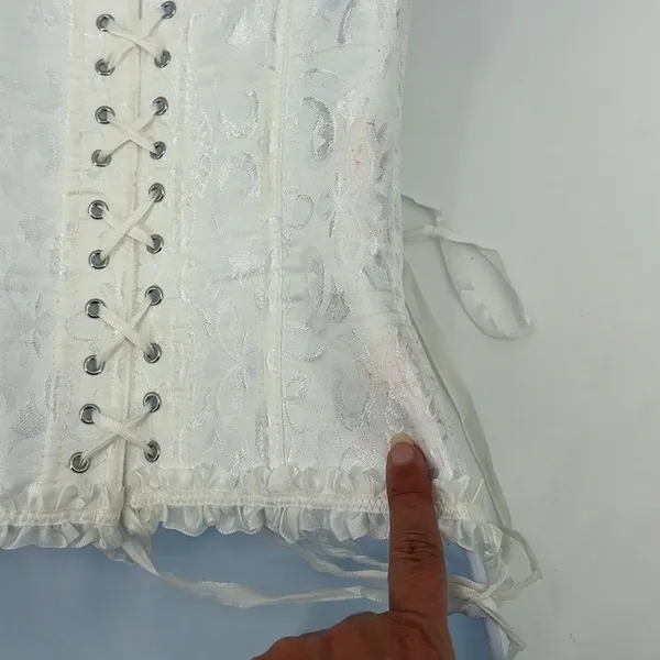 Y2K Coquette Cream Corset Top Sz S Bustier Lace Up Fairycore Bridal Goth - Image 9