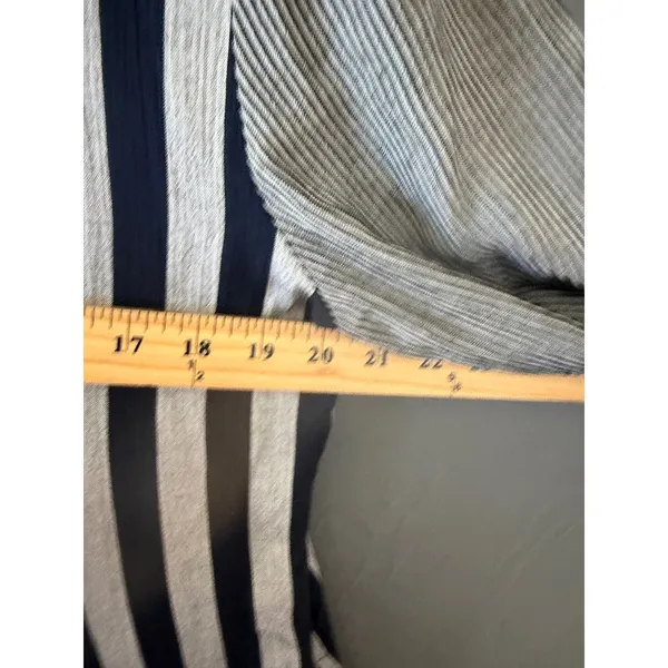 Breakin Loose Vintage‎ XL Striped Lace Up Front Midi Dress Navy Grey Long Sleeve - Image 7