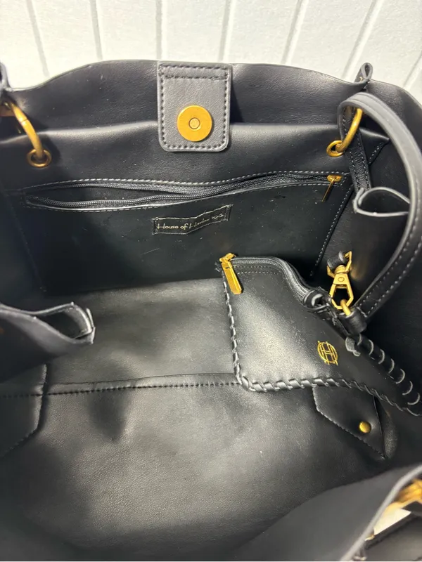 House Of Harlow 1960 Black Faux Suede Luxe‎ Satchel Wristlet Bag - Image 8