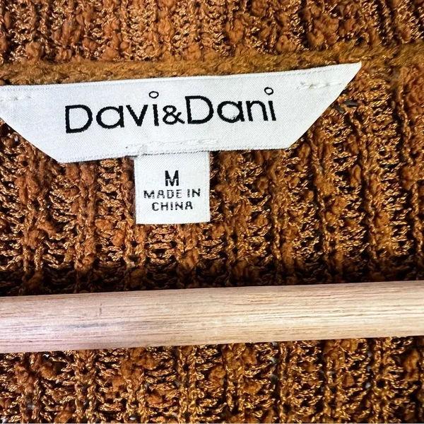 Davi & Dani Colorblock Striped Shaker Knit Sweater Brown Navy Preppy Size M - Image 5