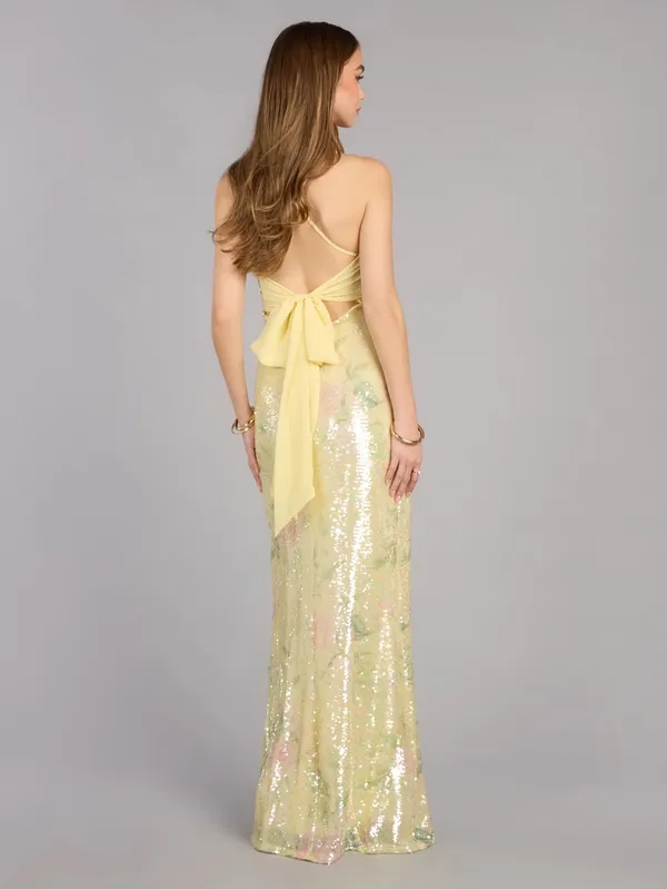 Windsor Brinley Bow Back Floral Sequin Column Dress - Image 3