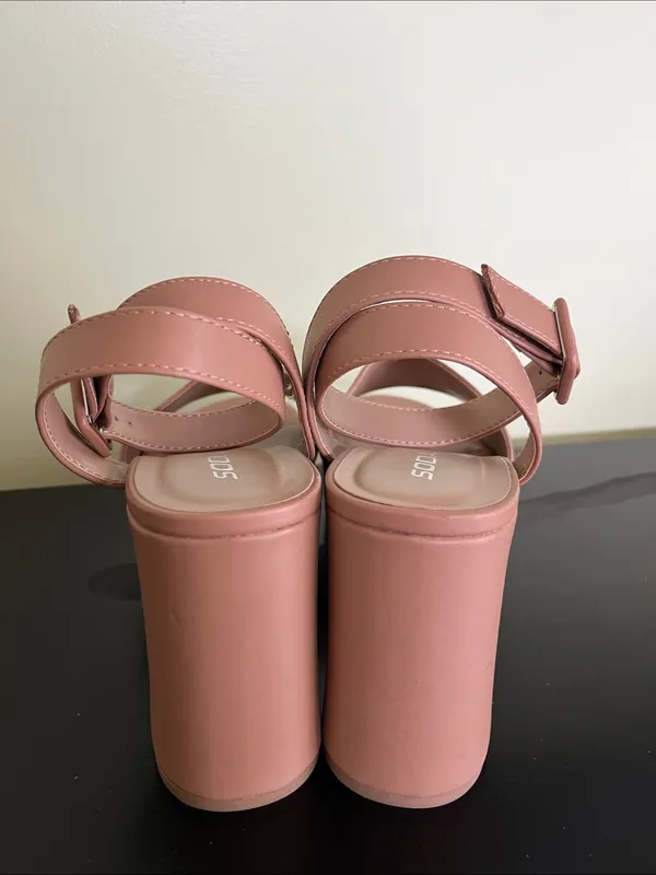 Soda Mylo nude-colored platform sandals featuring a chunky block heel - Image 6