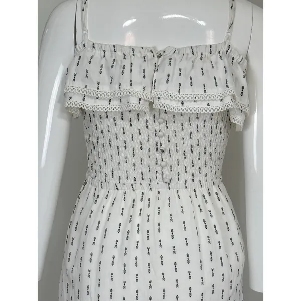 Lost + Wander Womens Size S White Boho Smocked Mini Dress Spaghetti Strap Tassel - Image 6
