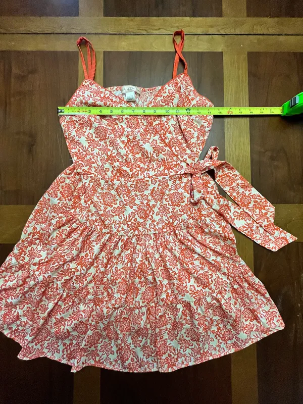 Orange and White Floral Mini Sundress Size Small - Image 8