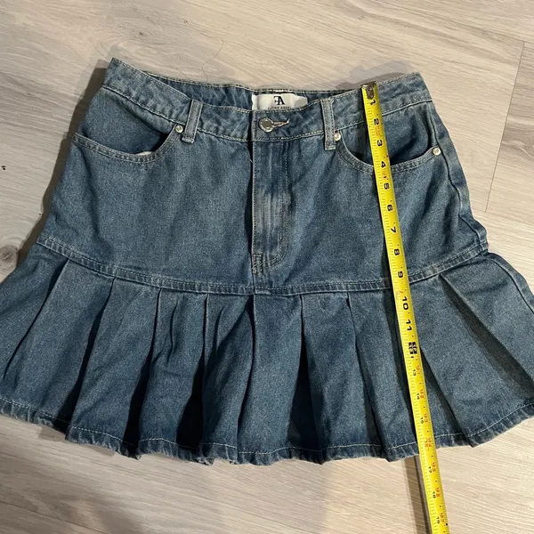 Denim Pleated‎ Mini Skirt Blue Size undefined - Image 8