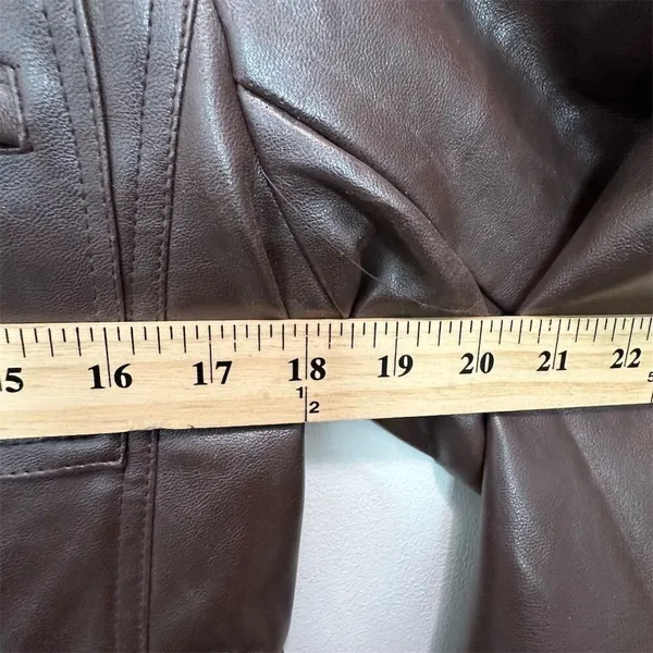 NEW Beware Women's Brown Utility Jacket Size M Faux Leather Biker Military‎ - Image 6