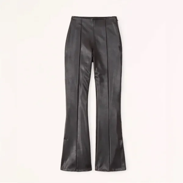 Abercrombie & Fitch Split Hem Vegan Leather Slim Flare Pant in Black Medium - Image 5