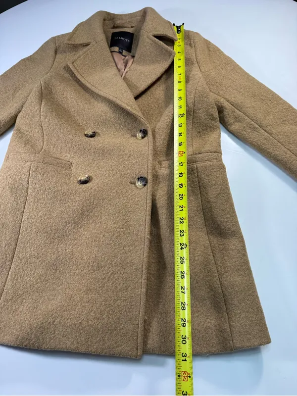 Talbots Wool Blend Camel Double-Breasted Peacoat - Image 3