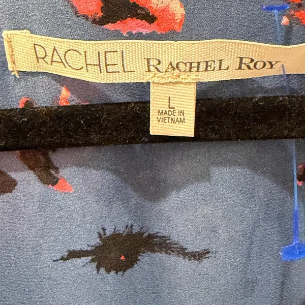 NWOT RACHEL Rachel Roy Blue Floral Flutter Sleeve Blouse Size Large - Image 6