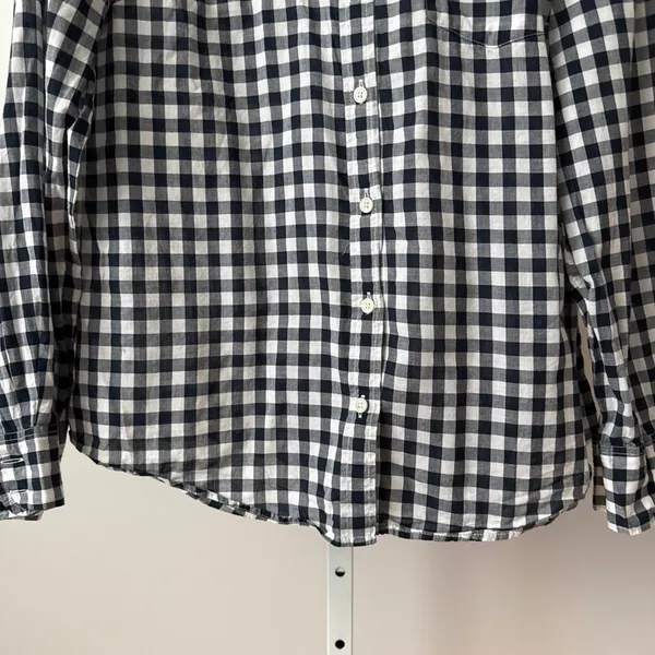J. Crew sz M‎ Navy Blue Gingham Button Down Womens Long Sleeve Preppy - Image 3