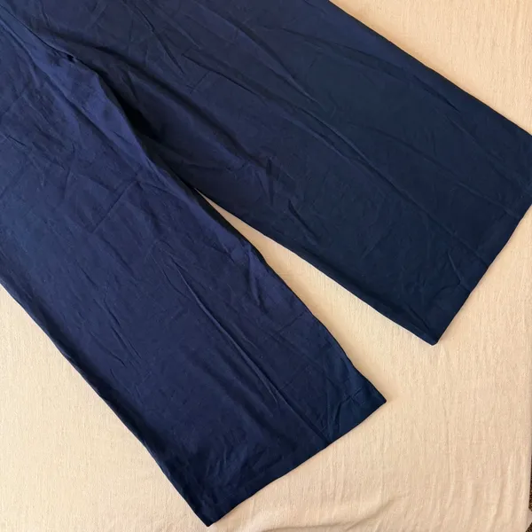 Bombay Paisley Strapless‎ Embroidered Linen Blend Jumpsuit Navy Blue XS Boho - Image 8