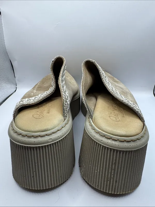 Carlo Pera Italy Taupe Platform Mule Clogs Leather Braided Trim Slip On EU 40 - Image 5