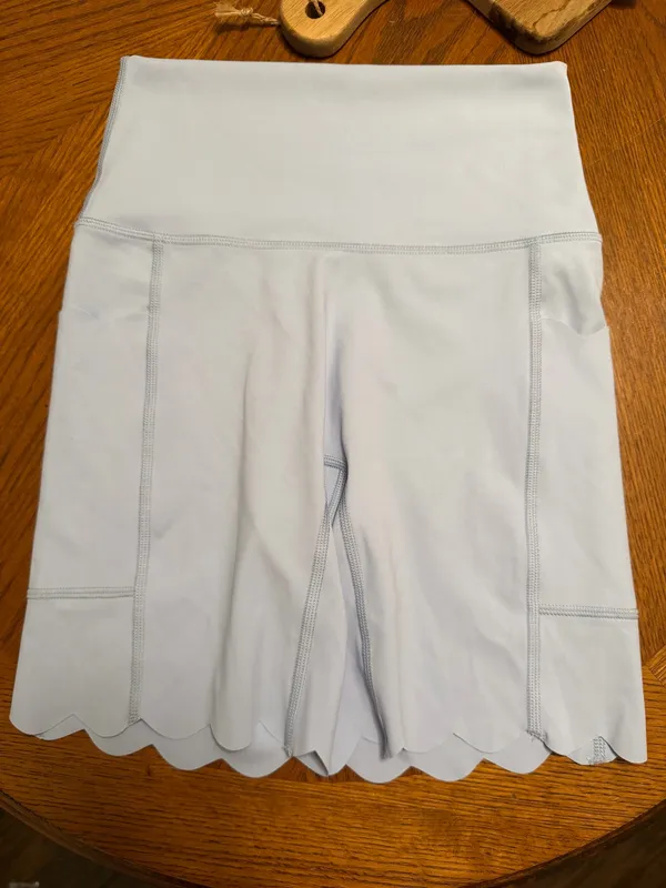 Aerie Buttery soft pastel blue scalloped biker shorts - Image 3