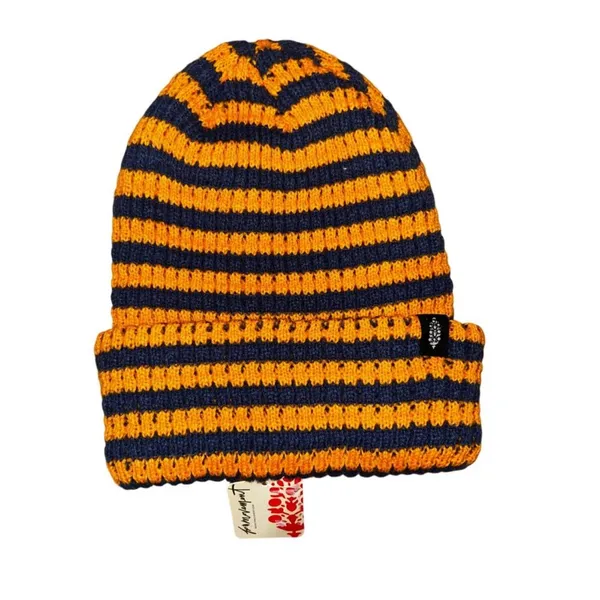 Free People Striped Orange and Black Beanie - Image 2