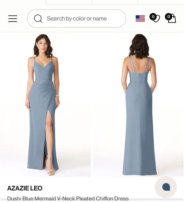 Dusty Blue Chiffon Azazie Dress - Image 3