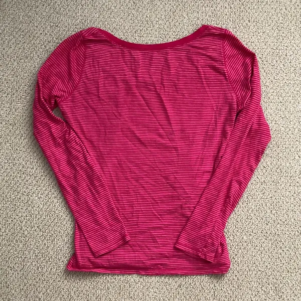 Old Navy Y2K Striped Long Sleeve Shirt Scoop Neck 100% Cotton Small Bella Swan - Image 5