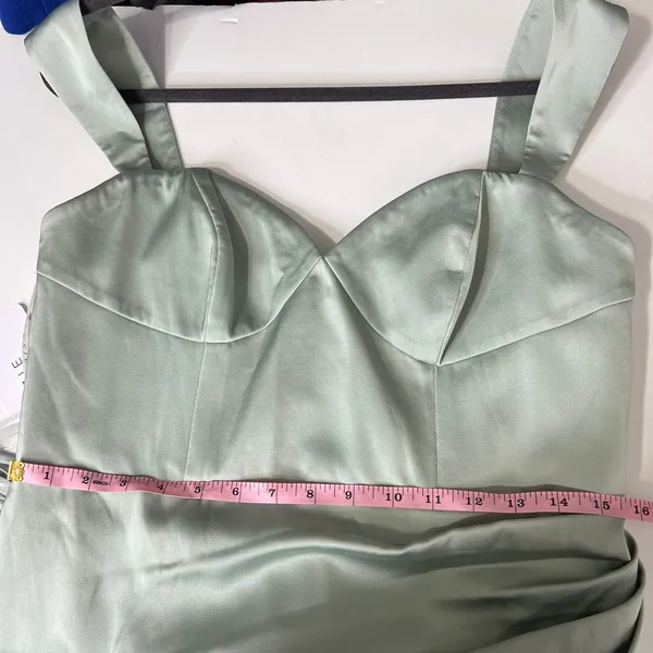 Azazie Agave Green Sheath Sweetheart Neckline Stretch Satin Dress Size 12 - Image 5
