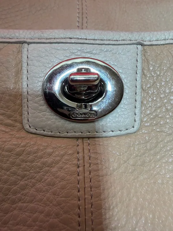 Coach Penelope Pebbled Leather Nude White Crossbody Purse - Image 2