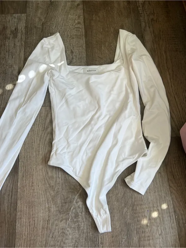 Babaton Ivory Long-Sleeve Square Neck Bodysuit‎ - Image 2