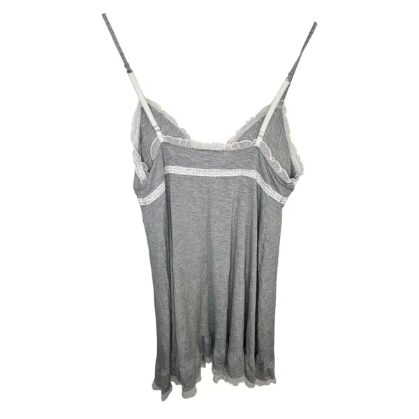 Victorias Secret Grey Spaghetti Strap Nighty Mini Dress With Lace - Image 3