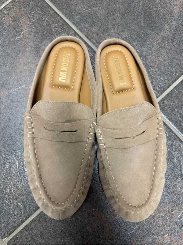 Jason Wu Meeky Suede Leather Backless Slip On Mules Slides Womens Shoes Tan 8 - Image 10