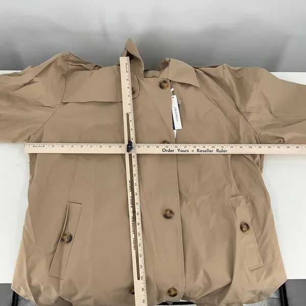 CREATMOUS‎ Womens 5X 5XL Beige Hooded Trench Coat Belted Double Breasted - Image 6