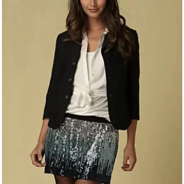 Free People Metallic Blue Ombre Sequin Mini Skirt Medium NWOT - Image 3