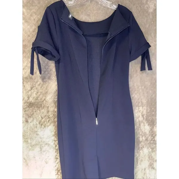 Karl Lagerfeld Navy Knee Length Short Sleeve Cocktail Dress Size 2 757 - Image 6