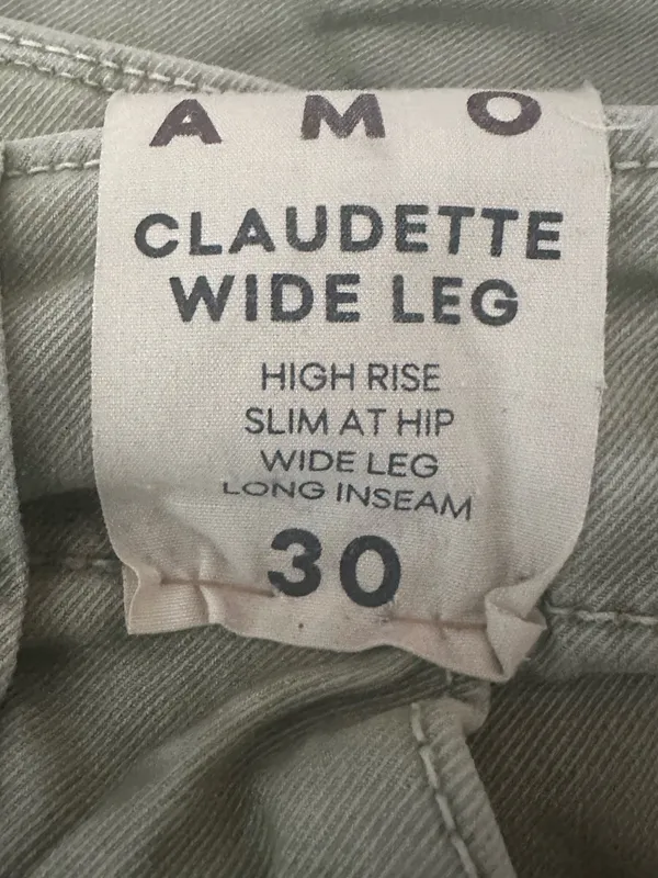 AMO Claudette Wide Leg Army Size 30 - Image 4