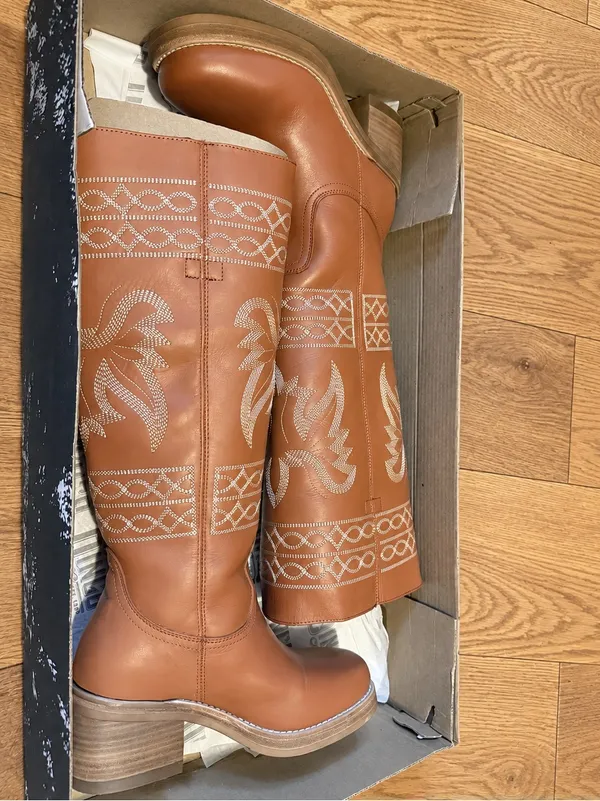 Free People x Dingo Avalon Embroidered Western Boots Russet Size 7.5 - Image 8