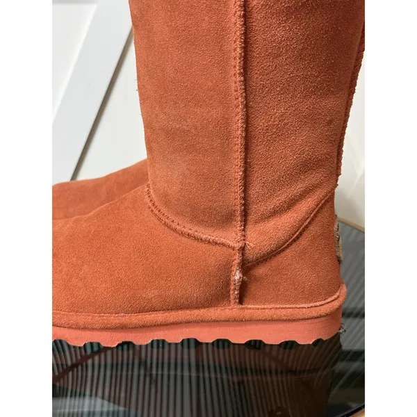 BEARPAW Elle Short 1962W Rust Orange Suede Sheepskin Winter Boots Women Size 6 - Image 7