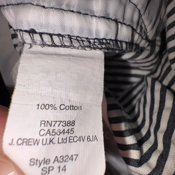 J. Crew Women 8 Seersucker Pants Navy Blue White Striped Cotton Cropped Nautical - Image 6