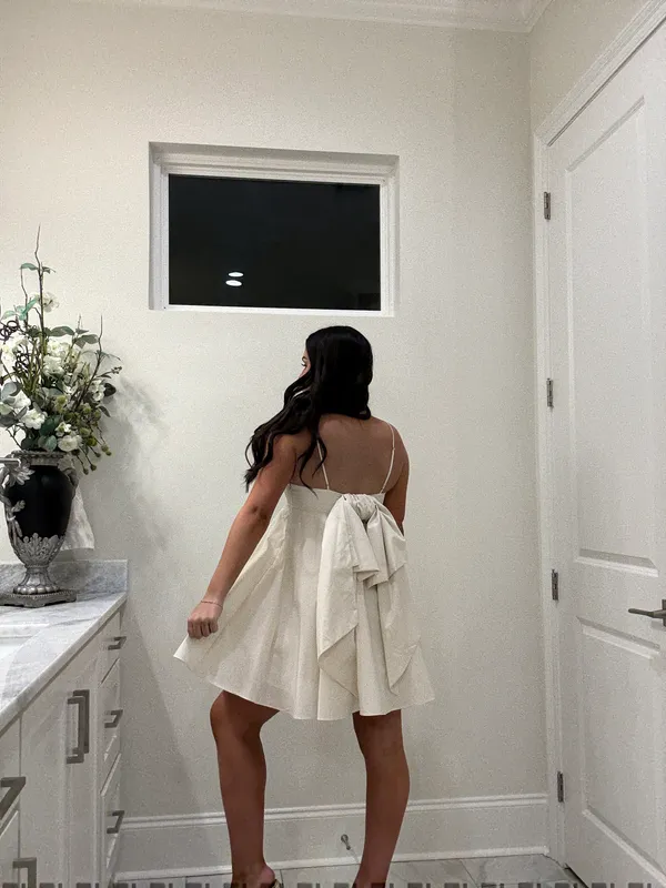 White Mini Bow Dress - Image 3
