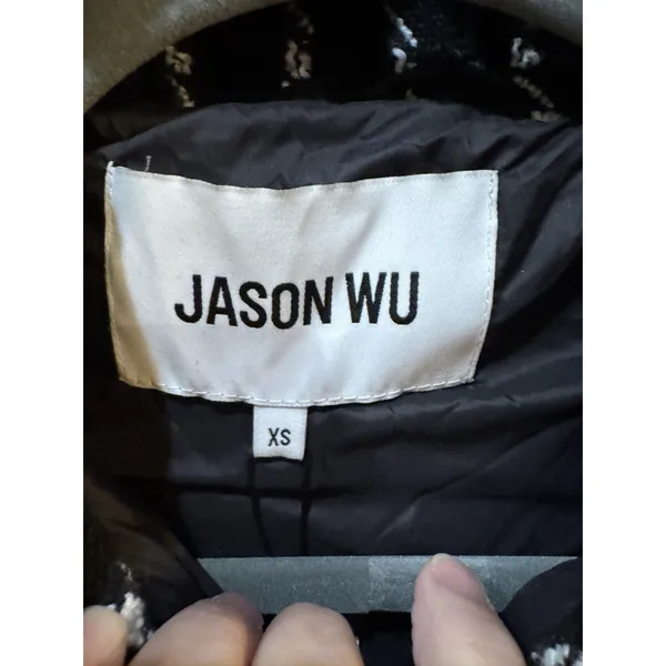 New! Jason Wu Luxe Black White Tweed Puffer Coat Old Money Jacket $395 MSRP - Image 8