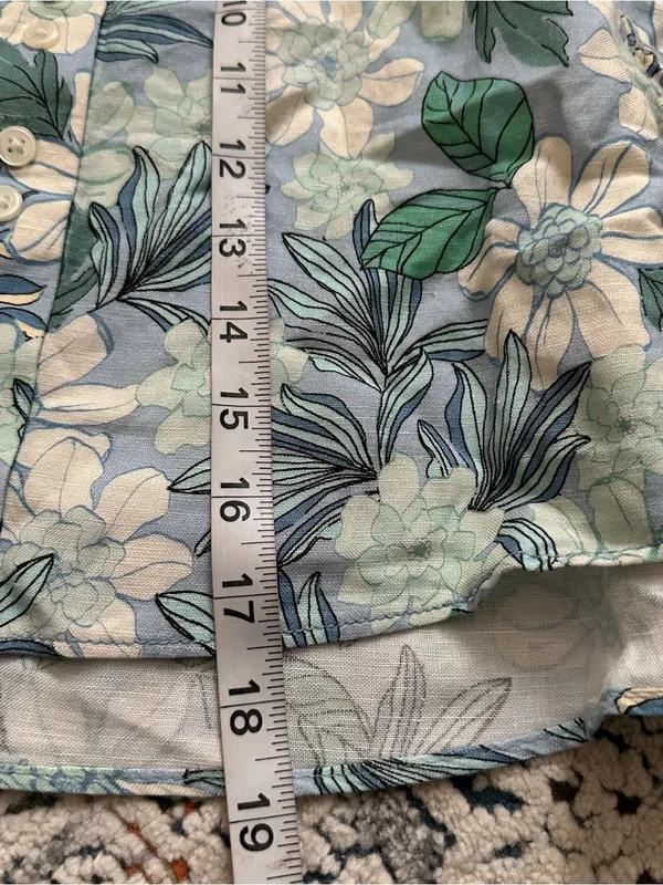 LOFT Gardenia Mini Skirt Sz M linen blend button Flowy Boho Preppy - Image 10