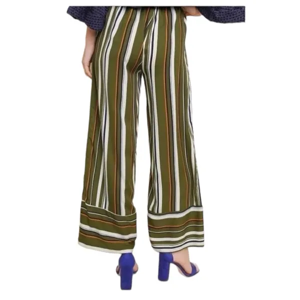 Womens Umgee Wide Leg Striped Pallazo Cropped Drawstring Pull-On Pants - Sz S - Image 3