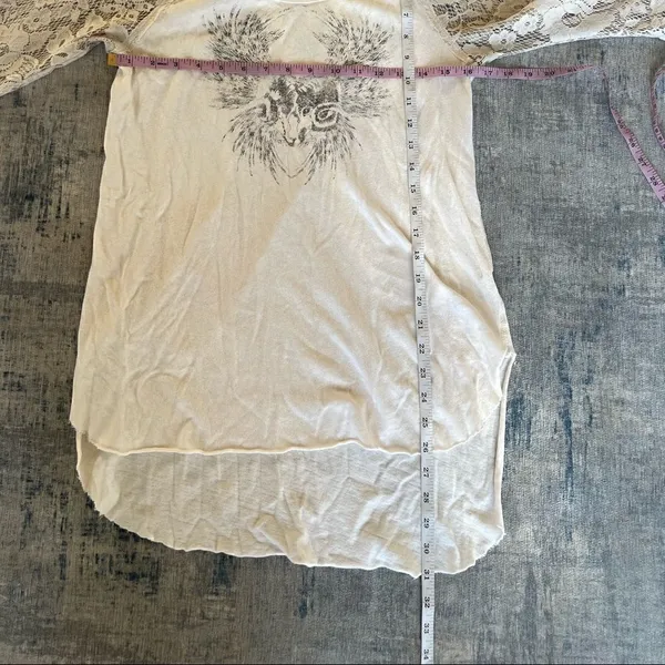 We The Free People Renegade Raglan Ivory 3/4 Lace Sleeve Top Size Small - Image 7