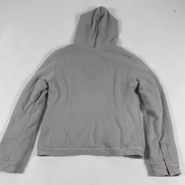 Eileen Fisher Jacket Womens Small Gray‎ Cotton Blend Hooded Sherpa Lined Zip - Image 9